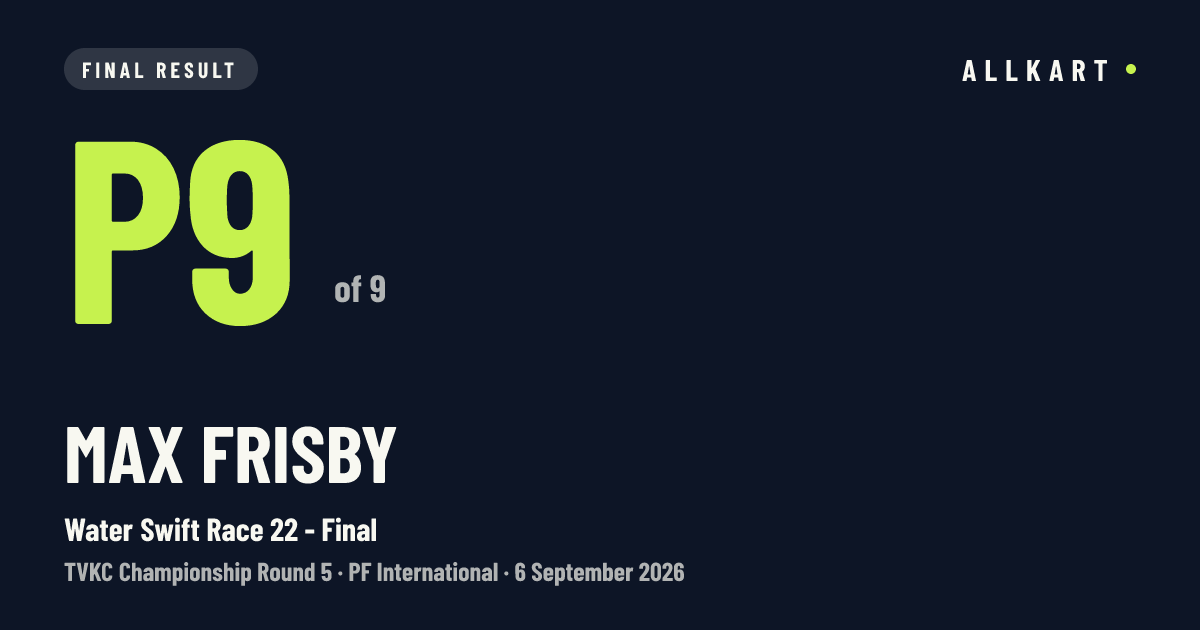 Max Frisby: P9 of 9 in Water Swift Race 22 - Final at PF International