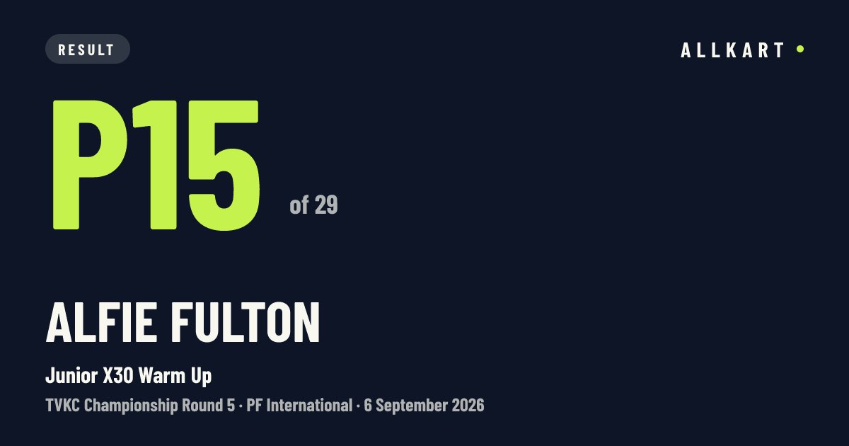 Alfie Fulton: P15 of 29 in Junior X30 Warm Up at PF International