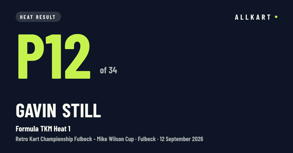 Gavin Still: P12 of 34 in Formula TKM Heat 1 at Fulbeck