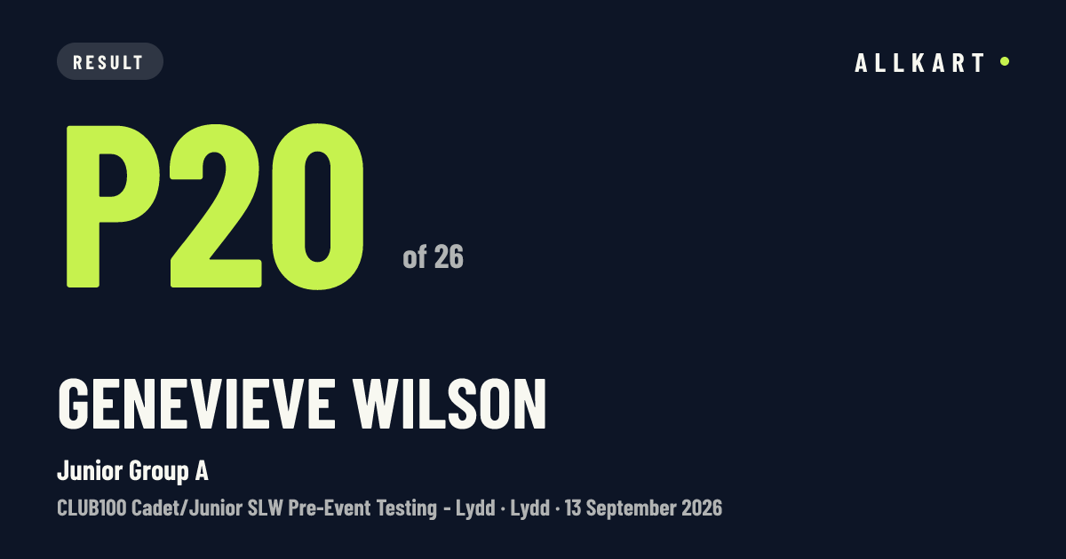 Genevieve Wilson: P20 of 26 in Junior Group A at Lydd