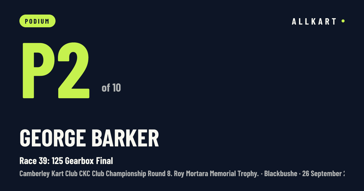 George Barker: P2 of 10 in Race 39: 125 Gearbox Final at Blackbushe