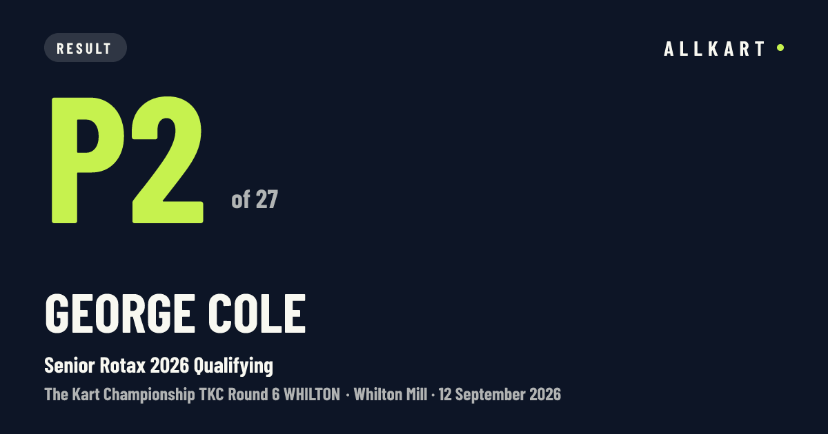 George Cole: P2 of 27 in Senior Rotax 2026 Qualifying at Whilton Mill