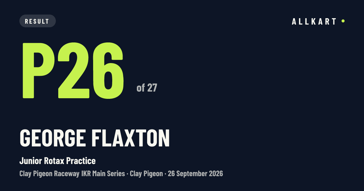 George Flaxton: P26 of 27 in Junior Rotax Practice at Clay Pigeon