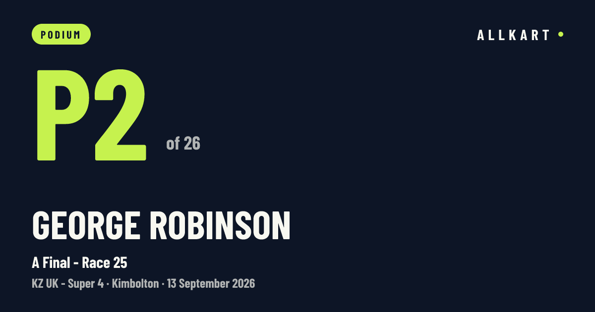 George ROBINSON: P2 of 26 in A Final - Race 25 at Kimbolton