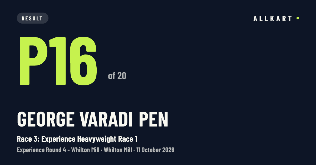 George Varadi pen: P16 of 20 in Race 3: Experience Heavyweight Race 1 at Whilton Mill