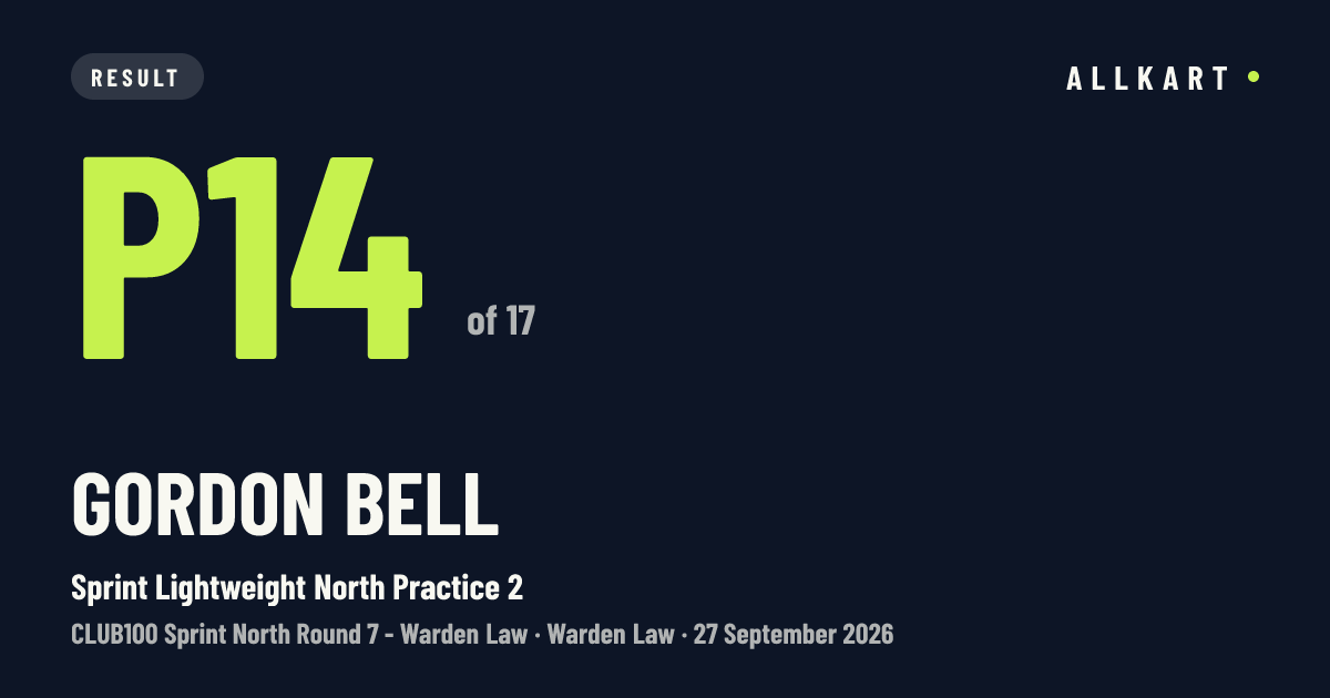 Gordon Bell: P14 of 17 in Sprint Lightweight North Practice 2 at Warden Law
