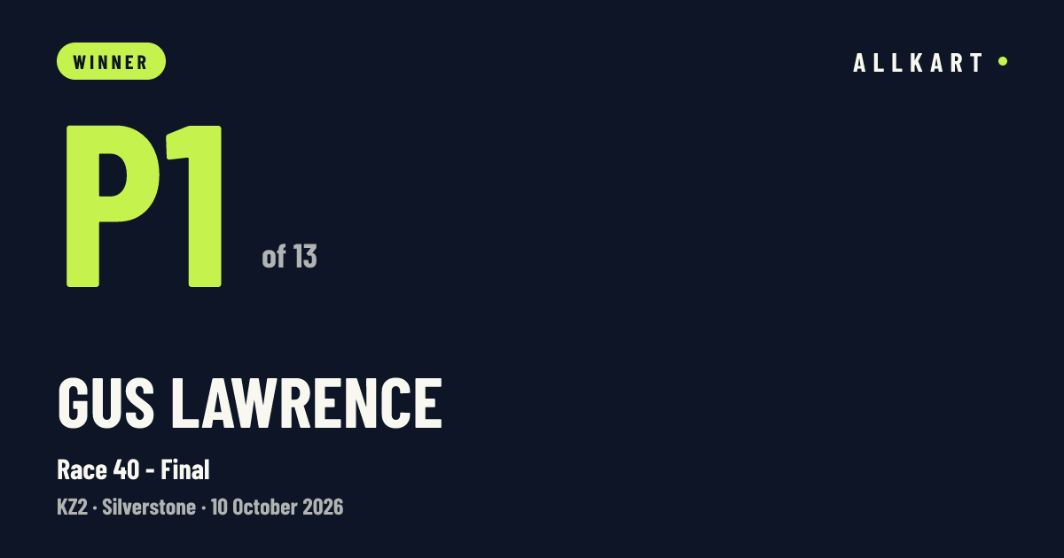 Gus LAWRENCE: P1 of 13 in Race 40 - Final at Silverstone