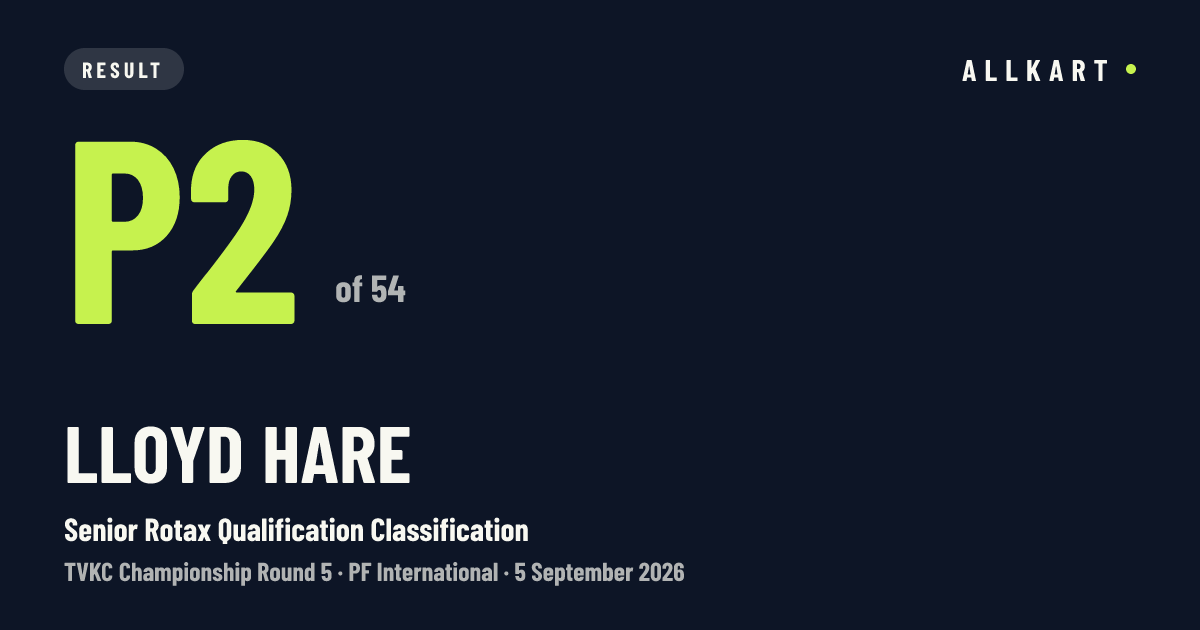 Lloyd Hare: P2 of 54 in Senior Rotax Qualification Classification at PF International