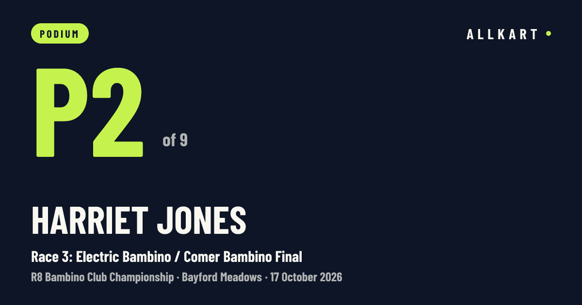Harriet Jones: P2 of 9 in Race 3: Electric Bambino / Comer Bambino Final at Bayford Meadows