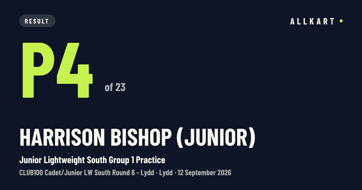 Harrison Bishop (junior): P4 of 23 in Junior Lightweight South Group 1 Practice at Lydd