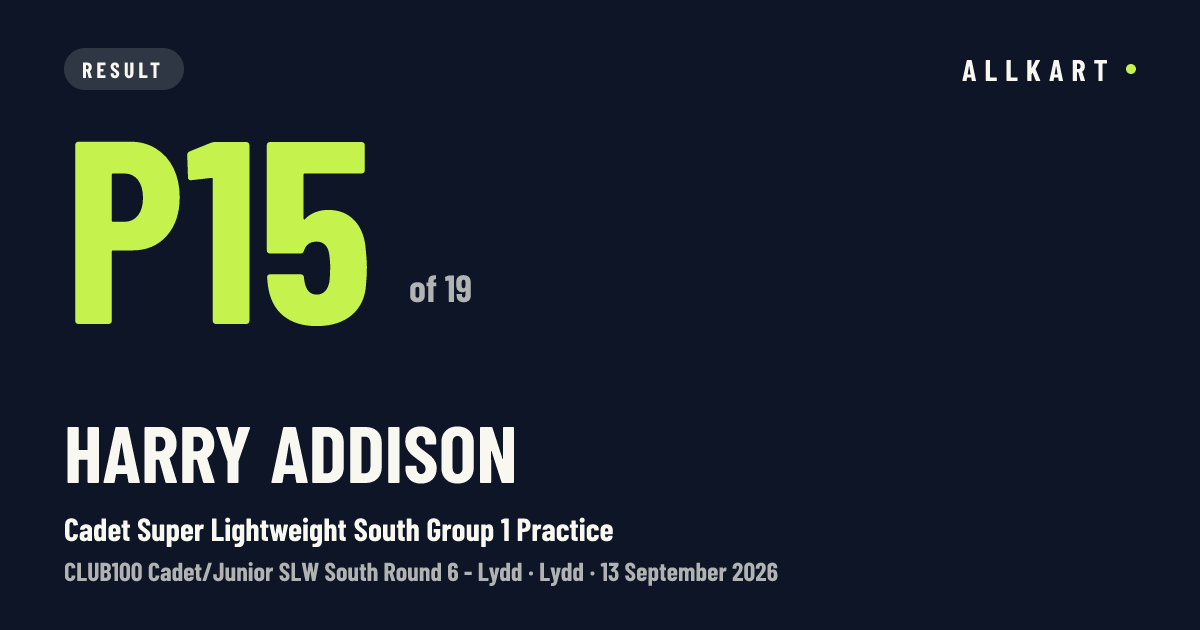 Harry Addison: P15 of 19 in Cadet Super Lightweight South Group 1 Practice at Lydd