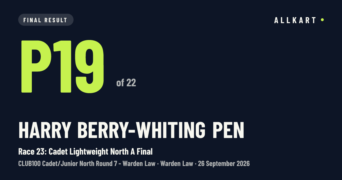 Harry Berry-whiting pen: P19 of 22 in Race 23: Cadet Lightweight North A Final at Warden Law