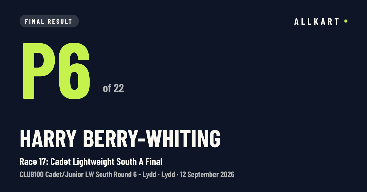 Harry Berry-whiting: P6 of 22 in Race 17: Cadet Lightweight South A Final at Lydd