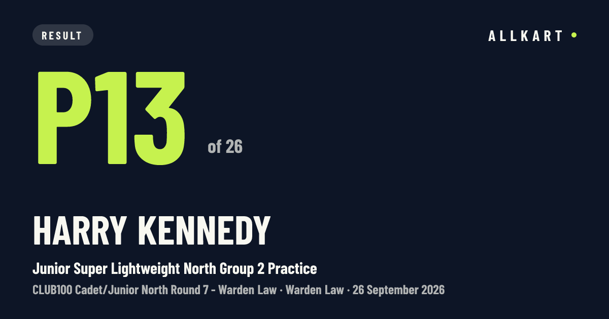 Harry Kennedy: P13 of 26 in Junior Super Lightweight North Group 2 Practice at Warden Law