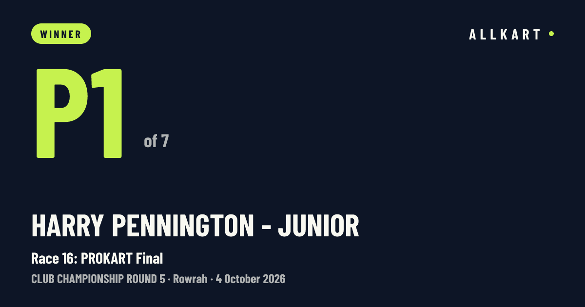 Harry Pennington - Junior: P1 of 7 in Race 16: PROKART Final at Rowrah