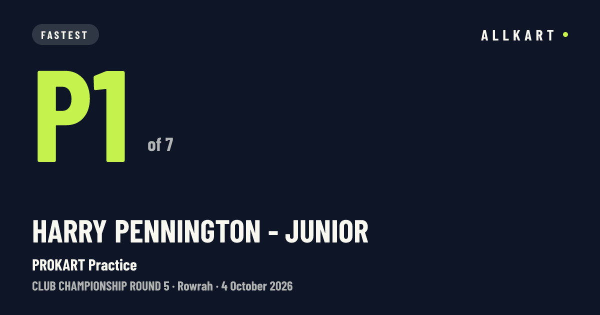 Harry Pennington - Junior: P1 of 7 in PROKART Practice at Rowrah