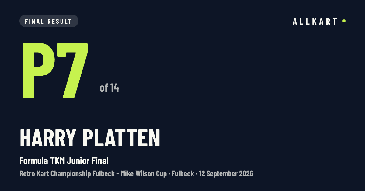 Harry Platten: P7 of 14 in Formula TKM Junior Final at Fulbeck