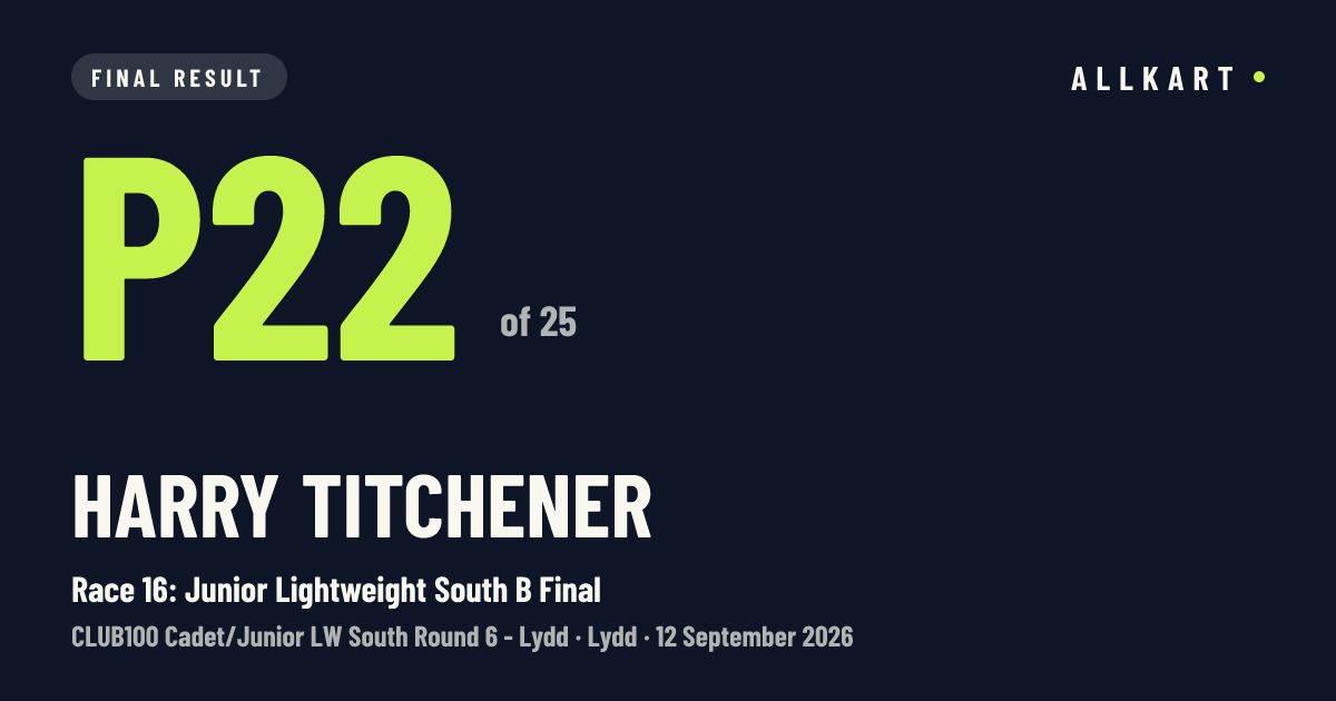 Harry Titchener: P22 of 25 in Race 16: Junior Lightweight South B Final at Lydd
