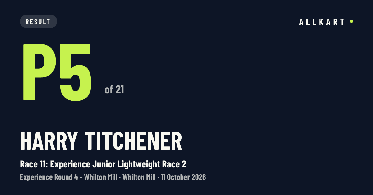 Harry Titchener: P5 of 21 in Race 11: Experience Junior Lightweight Race 2 at Whilton Mill