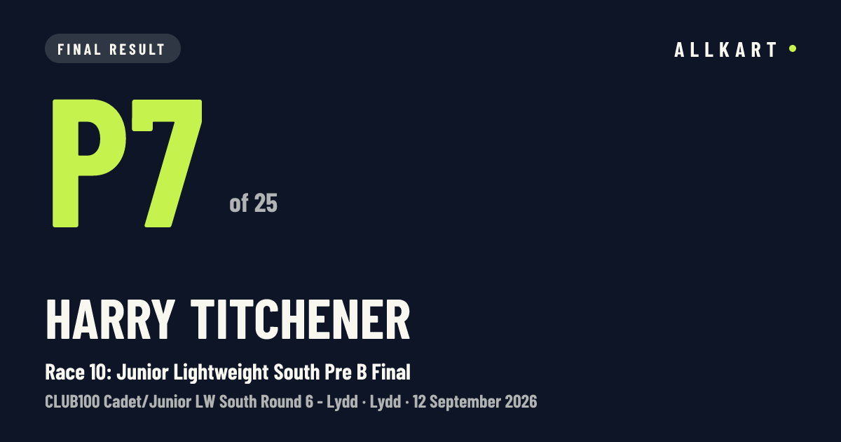 Harry Titchener: P7 of 25 in Race 10: Junior Lightweight South Pre B Final at Lydd