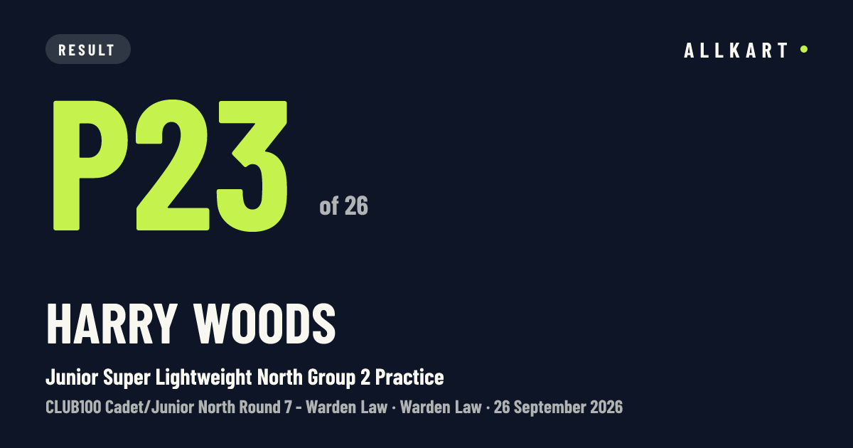 Harry Woods: P23 of 26 in Junior Super Lightweight North Group 2 Practice at Warden Law