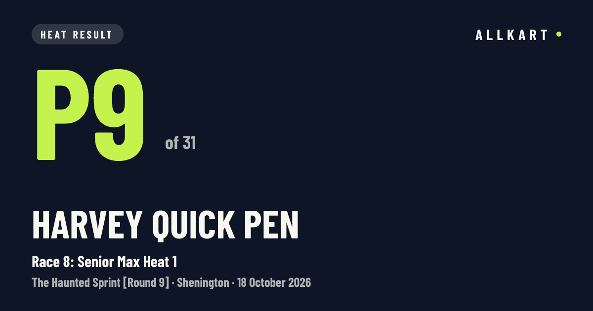 Harvey QUICK pen: P9 of 31 in Race 8: Senior Max Heat 1 at Shenington