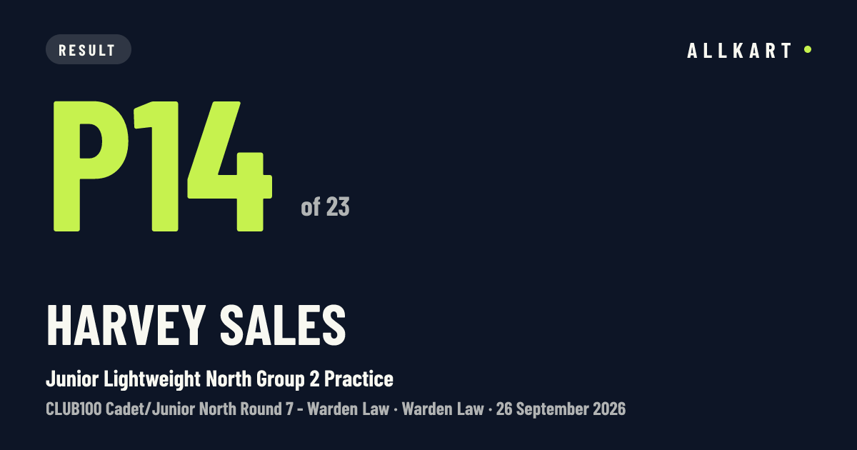 Harvey Sales: P14 of 23 in Junior Lightweight North Group 2 Practice at Warden Law
