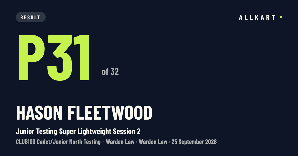 Hason Fleetwood: P31 of 32 in Junior Testing Super Lightweight Session 2 at Warden Law