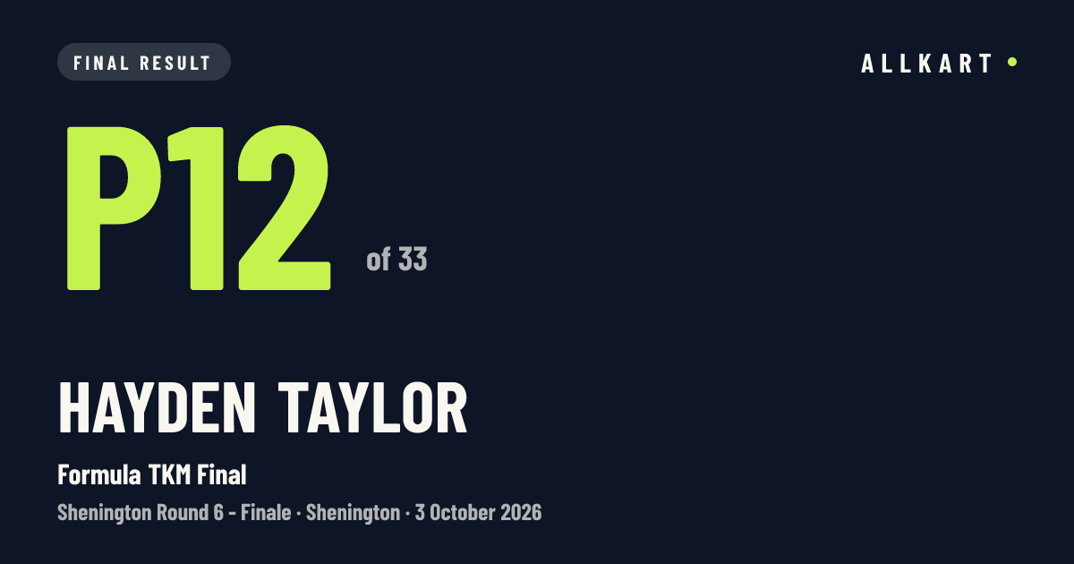 Hayden Taylor: P12 of 33 in Formula TKM Final at Shenington