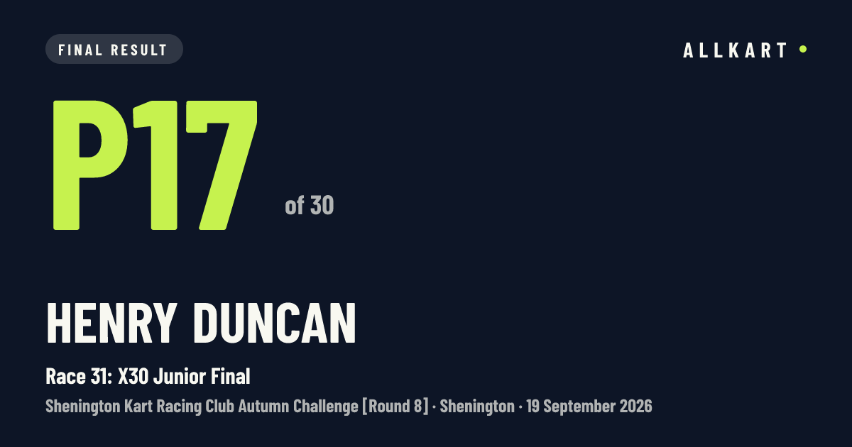 Henry Duncan: P17 of 30 in Race 31: X30 Junior Final at Shenington