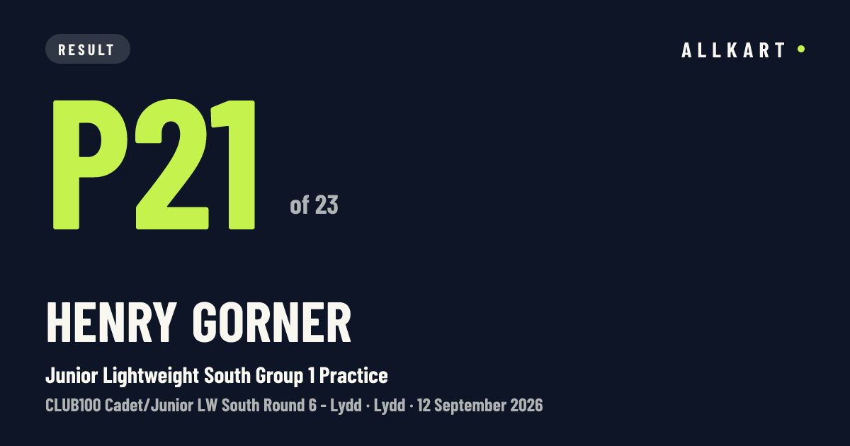 Henry Gorner: P21 of 23 in Junior Lightweight South Group 1 Practice at Lydd