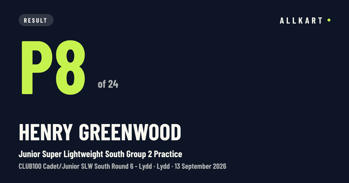 Henry Greenwood: P8 of 24 in Junior Super Lightweight South Group 2 Practice at Lydd