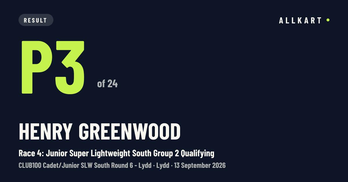 Henry Greenwood: P3 of 24 in Race 4: Junior Super Lightweight South Group 2 Qualifying at Lydd