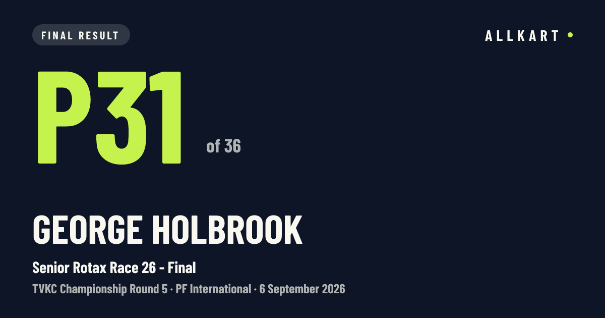 George Holbrook: P31 of 36 in Senior Rotax Race 26 - Final at PF International