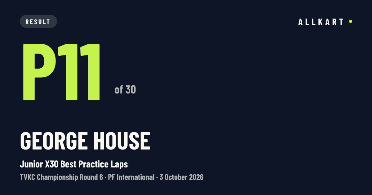 George House: P11 of 30 in Junior X30 Best Practice Laps at PF International