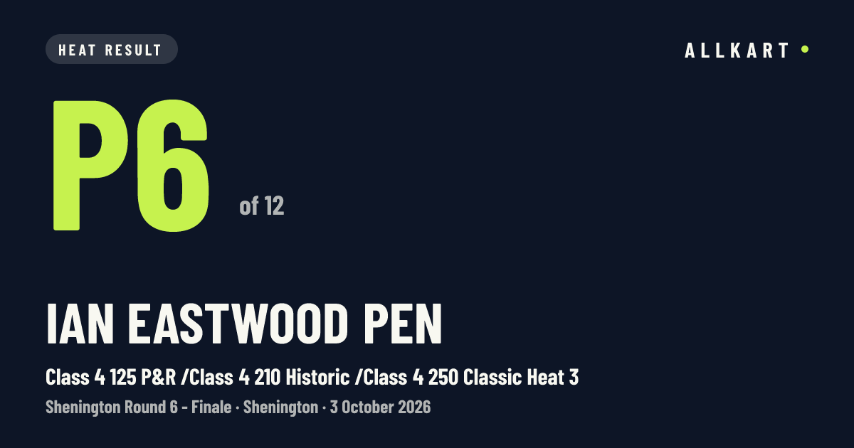 IAN EASTWOOD pen: P6 of 12 in Class 4 125 P&R /Class 4 210 Historic /Class 4 250 Classic Heat 3 at Shenington