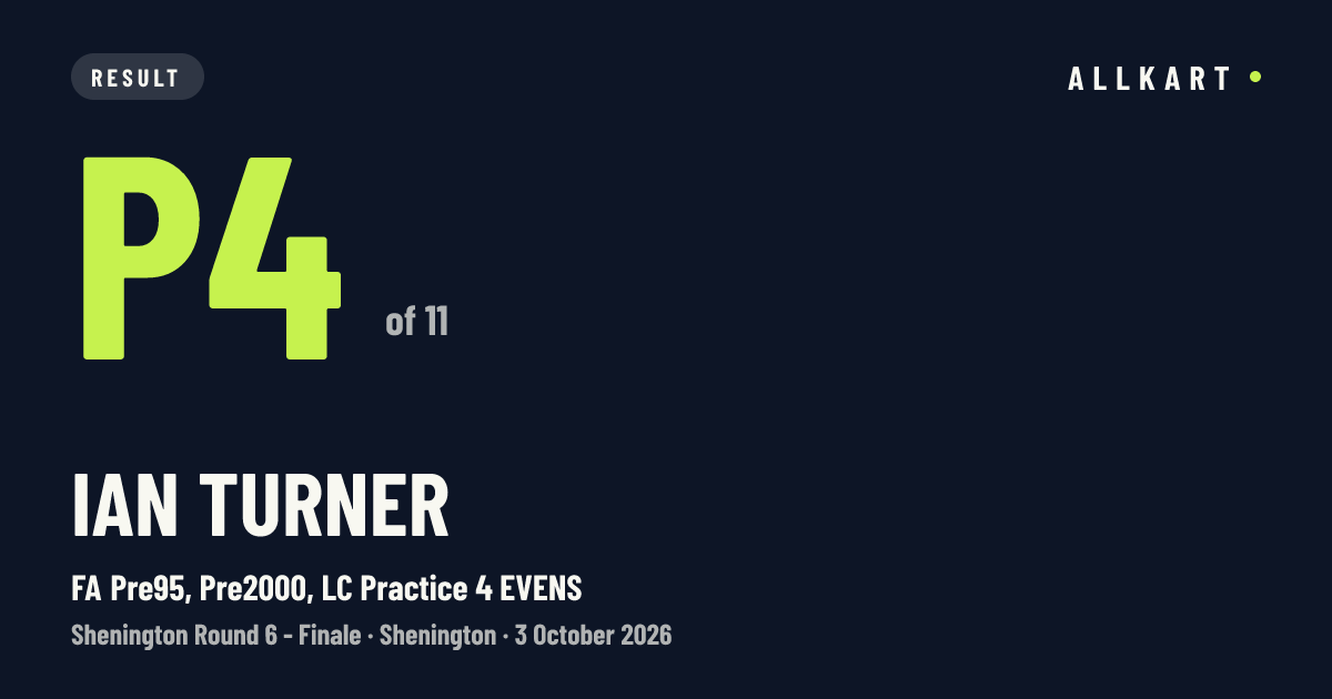 Ian Turner: P4 of 11 in FA Pre95, Pre2000, LC Practice 4 EVENS at Shenington