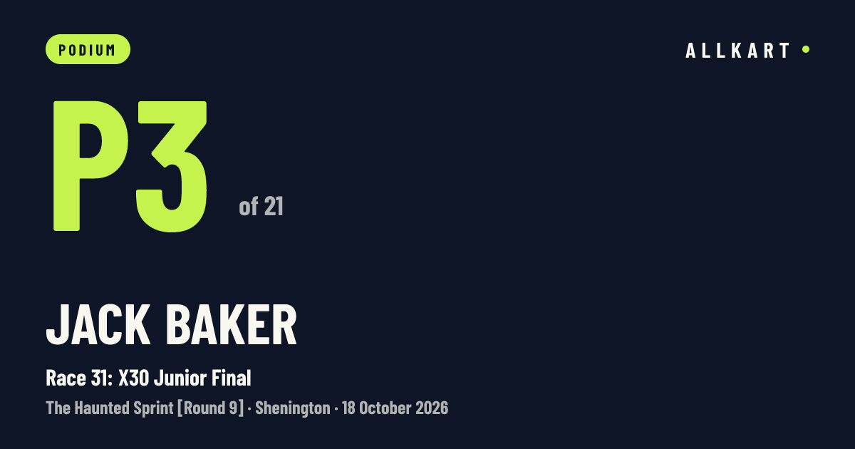 Jack Baker: P3 of 21 in Race 31: X30 Junior Final at Shenington