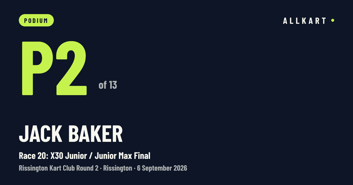 Jack Baker: P2 of 13 in Race 20: X30 Junior / Junior Max Final at Rissington