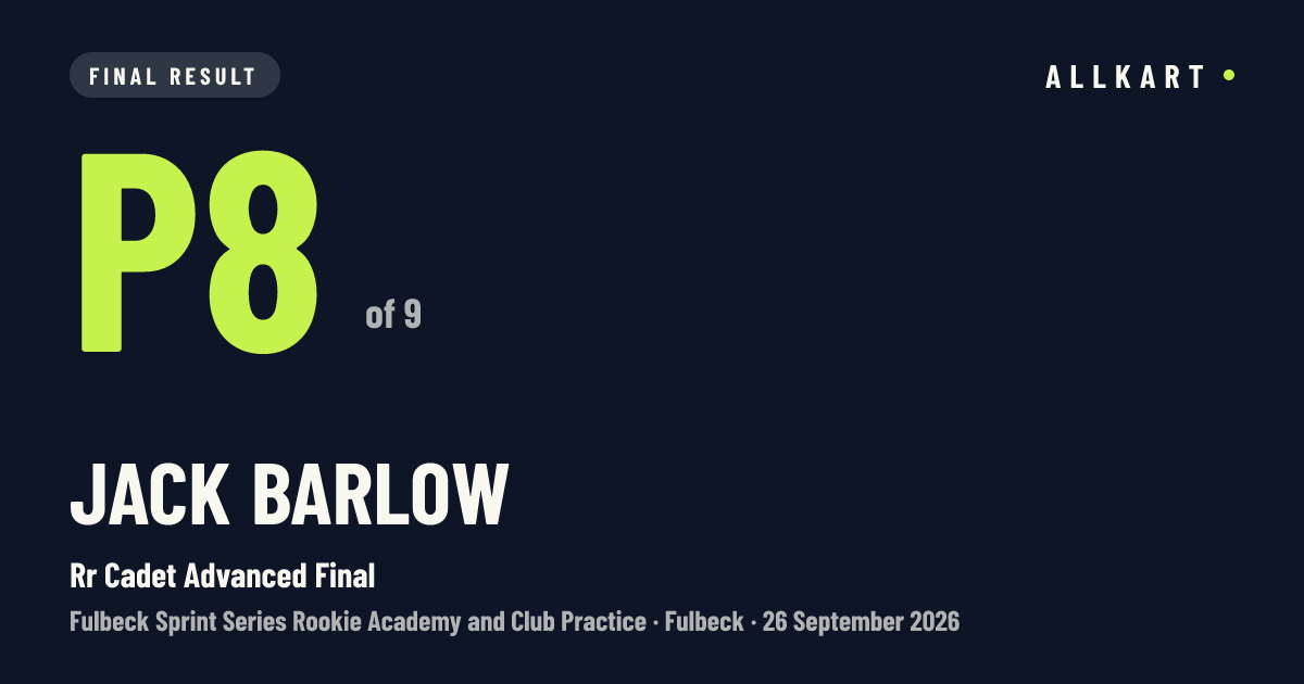 Jack Barlow: P8 of 9 in Rr Cadet Advanced Final at Fulbeck