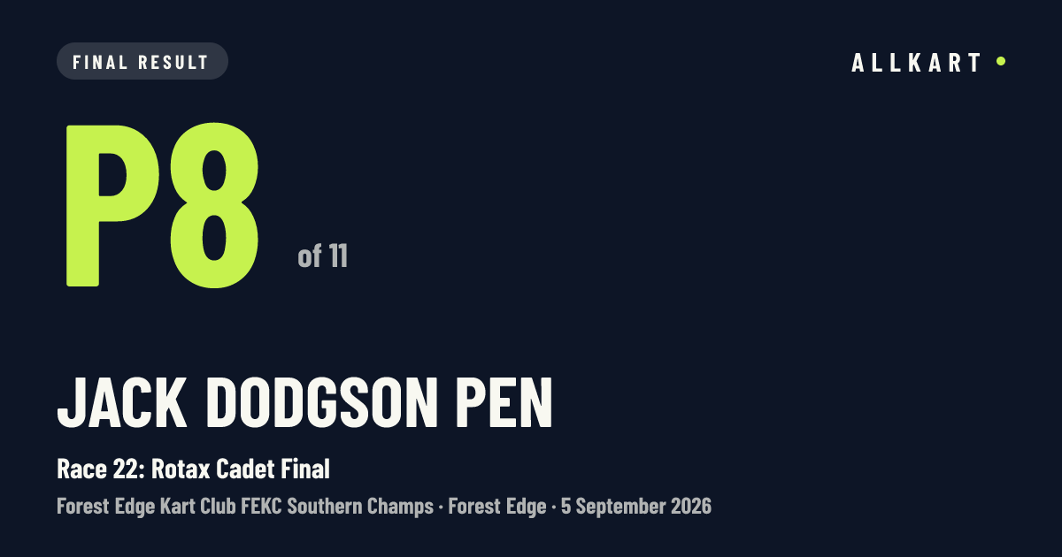 Jack Dodgson pen: P8 of 11 in Race 22: Rotax Cadet Final at Forest Edge