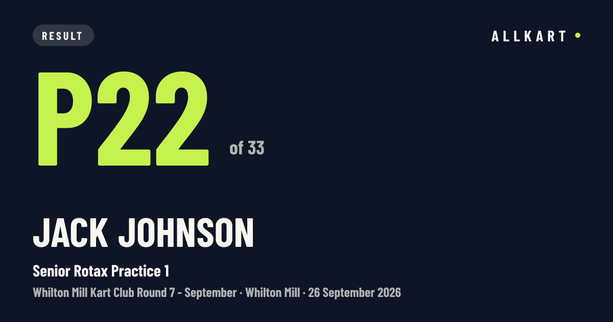 Jack JOHNSON: P22 of 33 in Senior Rotax Practice 1 at Whilton Mill