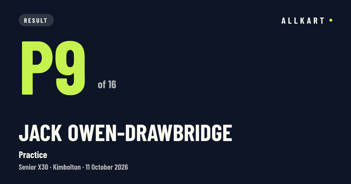 Jack OWEN-DRAWBRIDGE: P9 of 16 in Practice at Kimbolton