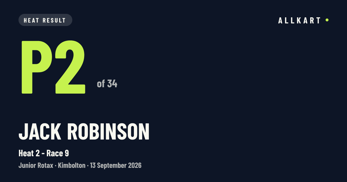 Jack ROBINSON: P2 of 34 in Heat 2 - Race 9 at Kimbolton