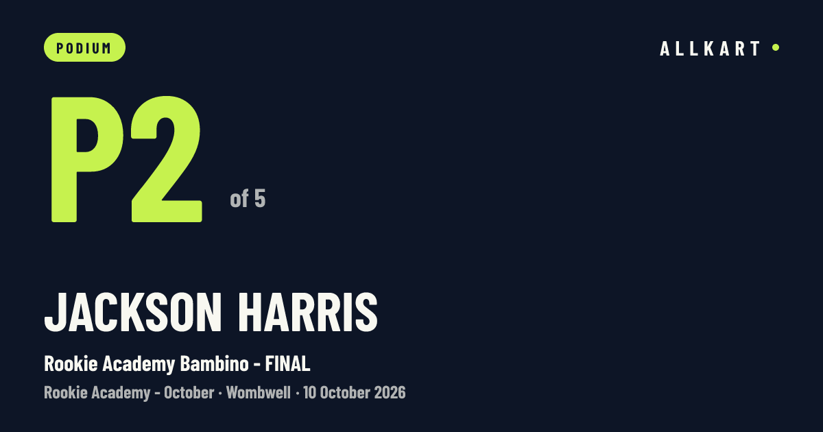 Jackson Harris: P2 of 5 in Rookie Academy Bambino - FINAL at Wombwell