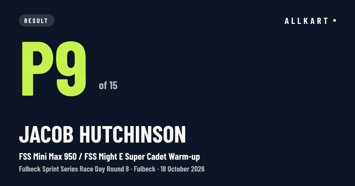 Jacob Hutchinson: P9 of 15 in FSS Mini Max 950 / FSS Might E Super Cadet Warm-up at Fulbeck