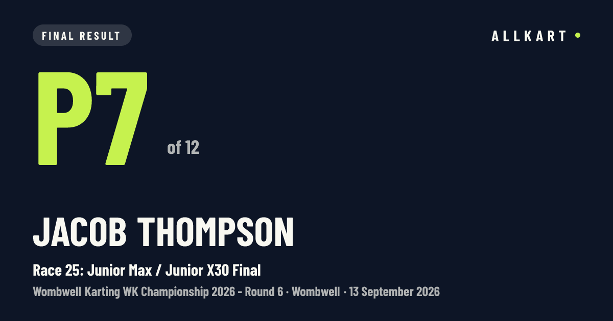 Jacob Thompson: P7 of 12 in Race 25: Junior Max / Junior X30 Final at Wombwell