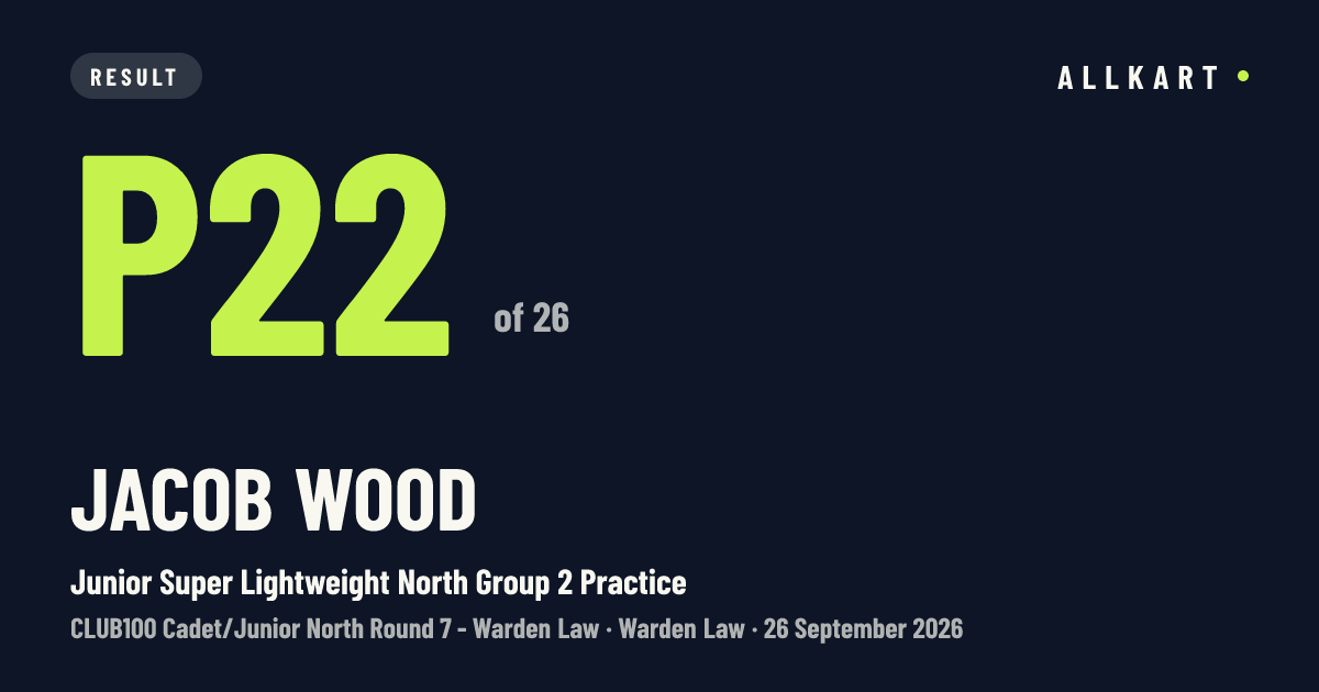Jacob Wood: P22 of 26 in Junior Super Lightweight North Group 2 Practice at Warden Law