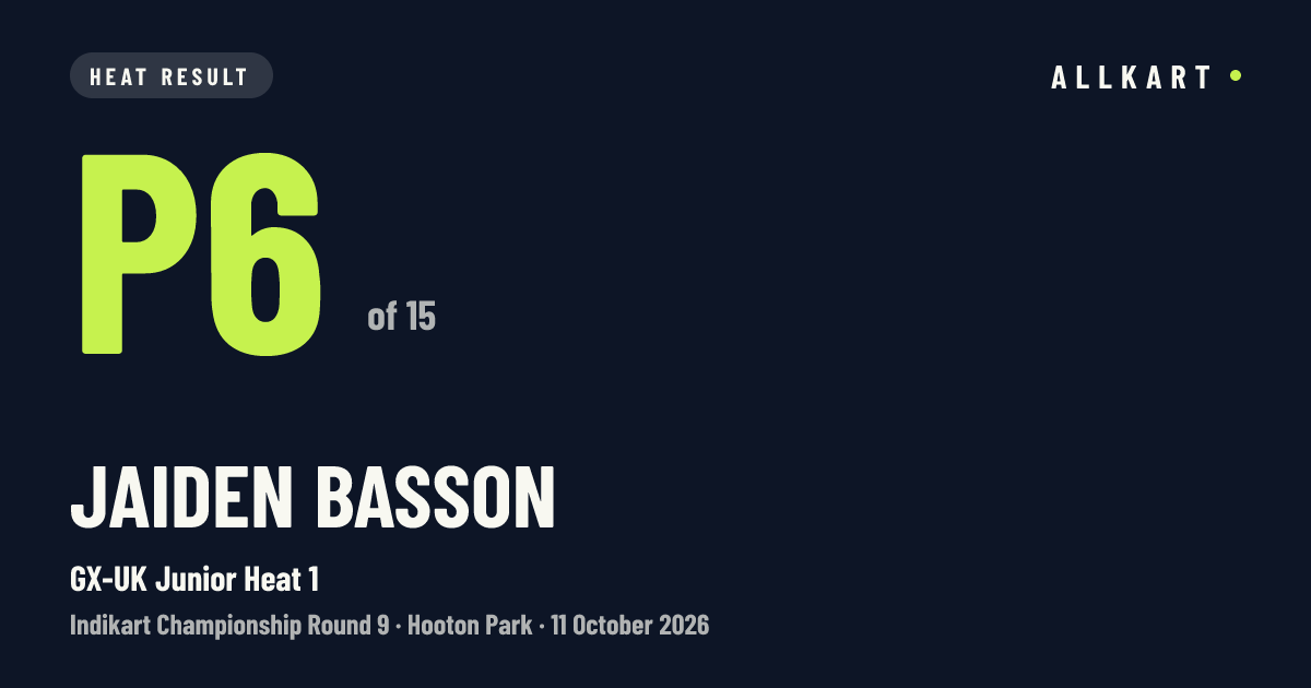 Jaiden Basson: P6 of 15 in GX-UK Junior Heat 1 at Hooton Park