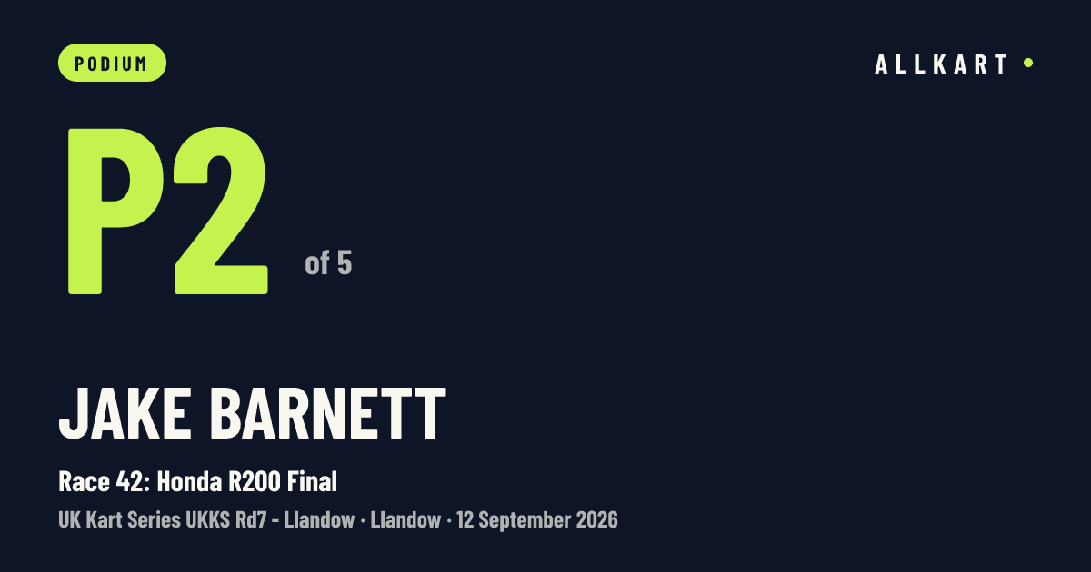 Jake Barnett: P2 of 5 in Race 42: Honda R200 Final at Llandow